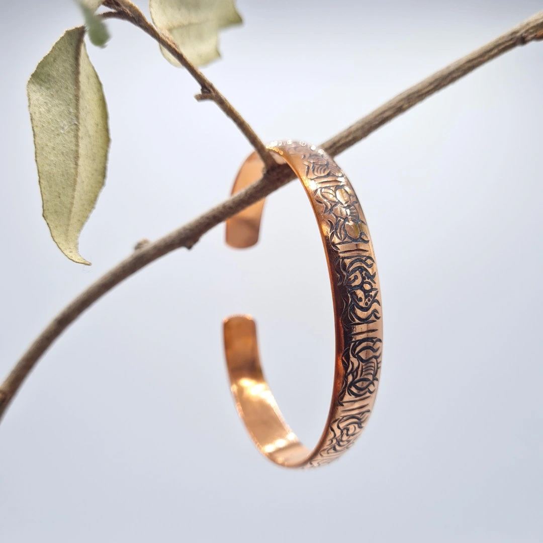 bracelet cuivre tibétain 8 symboles "élévation"