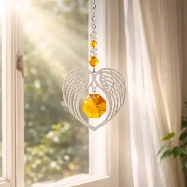 suspension ailes d’ange en cristal décorative – protection énergétique & bien être